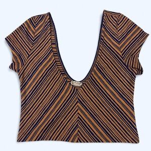 Free People Striped Scoop Neck Crop Top